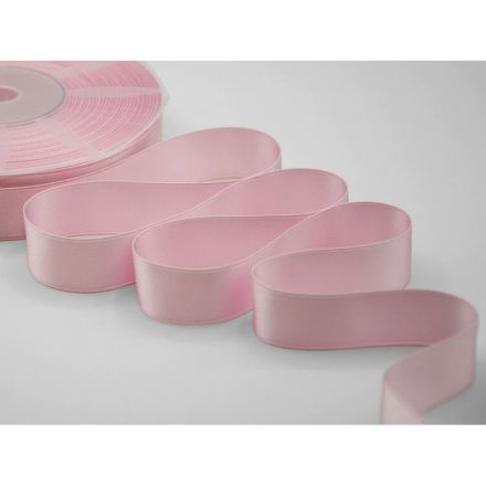 Baby pink double satin ribbon 25 mm